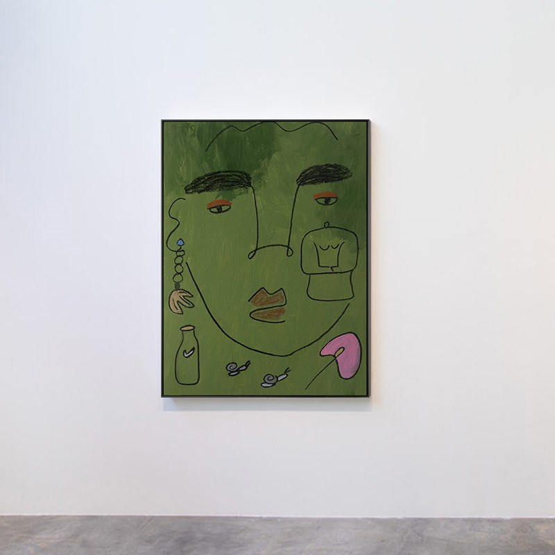 绿油油的生活画像  人物肖像装饰画个性客厅挂画玄关过道壁画