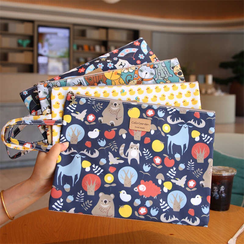 防水牛津布文件袋拉链式收纳资料袋快递档案袋学生初中生a4手提包