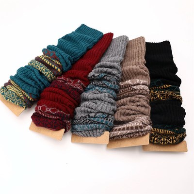卡其色堆堆袜套棕色咖色毛线护膝盖护脚踝脚套秋冬季加厚保暖长筒