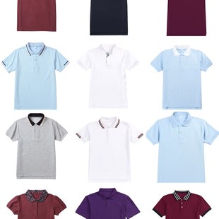 中小学生校服T恤衫长袖春秋男女童浅蓝色冬款儿童白色POLOt恤加绒