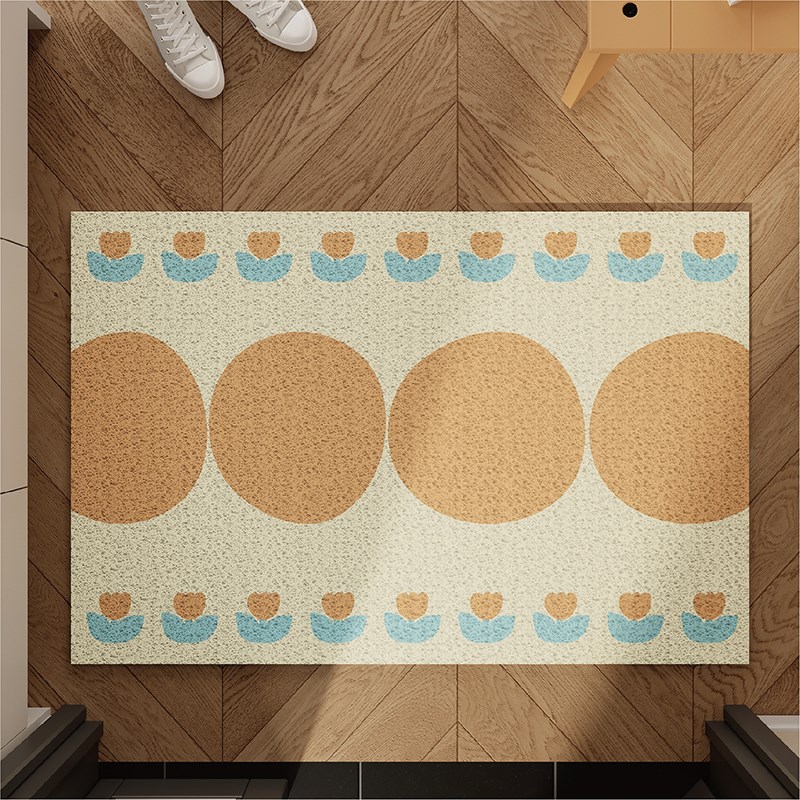 郁金香奶油风入户地垫丝圈防滑脚垫毯进门垫子玄关门口门外可裁剪