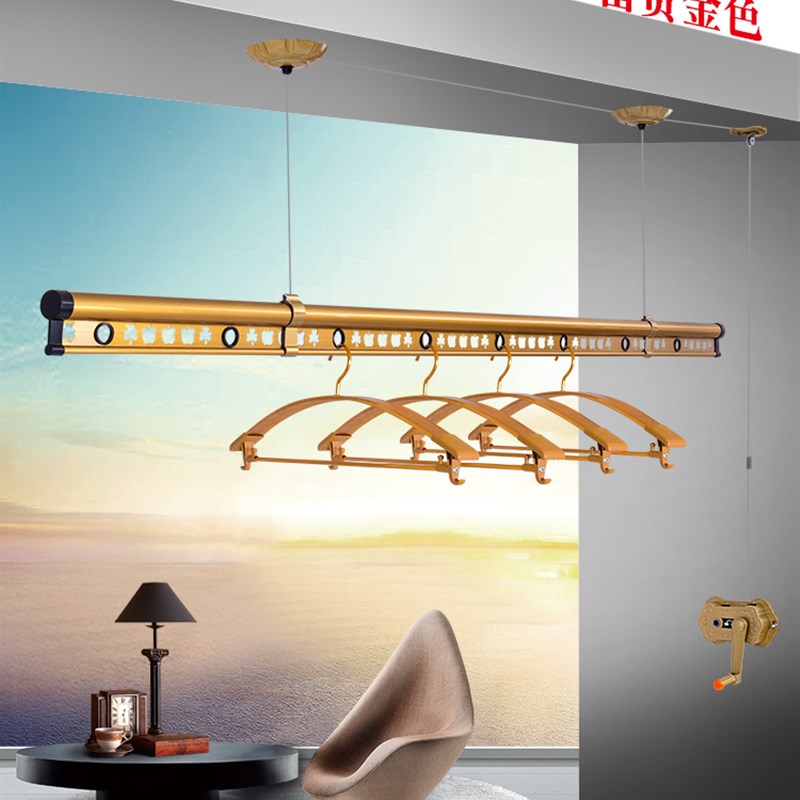 升降晾衣架  室内阳台手摇晾衣架单杆式杆式晒衣架凉衣架