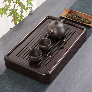 干泡 简约小号盛水茶盘家用茶台花梨黑檀实木储水迷你茶海茶具套装