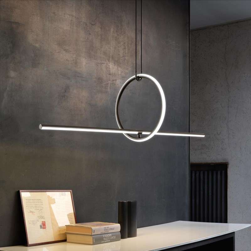 极简约餐厅吊灯 1.6米一字长条形线条灯 全光谱咖啡厅餐桌吧台灯