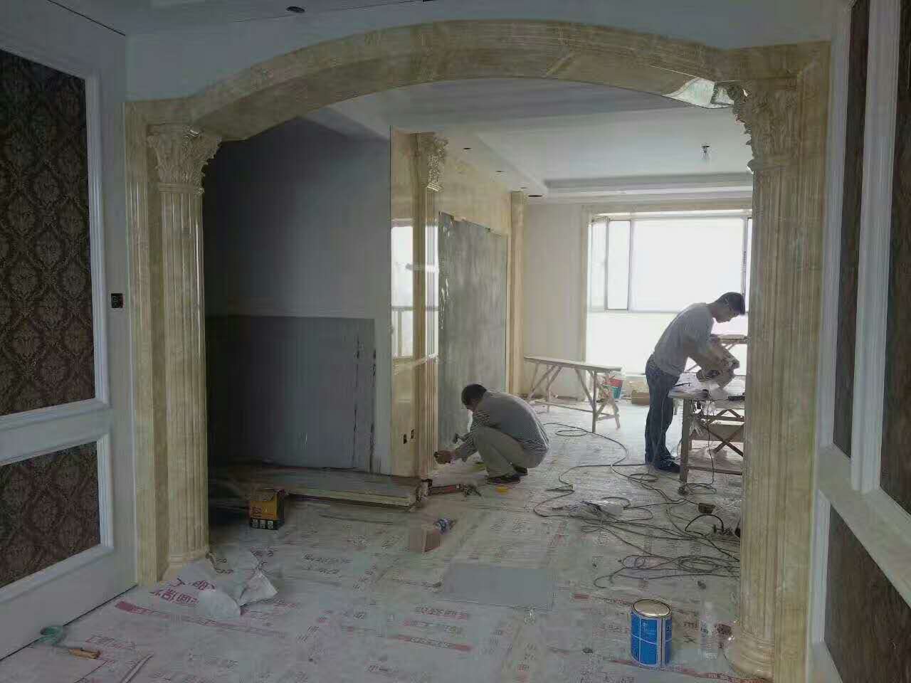 拱形窗弧形门弯弧半圆门洞石塑线条仿大理石背景墙装饰压边条