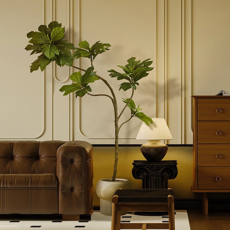 森空间仿真绿植大型面包树室内落地装饰盆栽软装搭配植物简约摆设