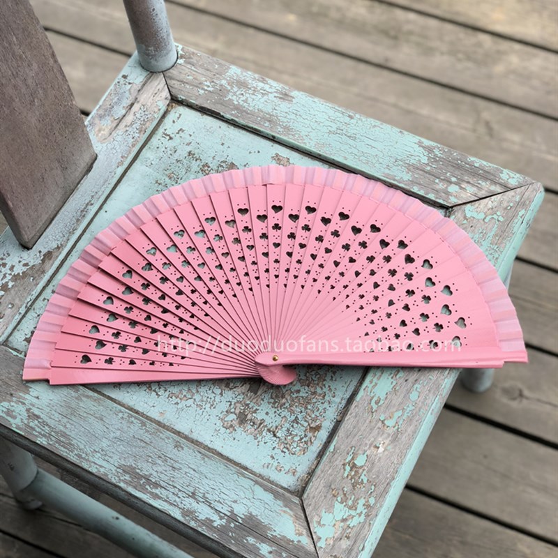 nit木扇定制 广告扇 折扇 舞蹈扇 造型扇  夏日女扇 爱心扇木扇