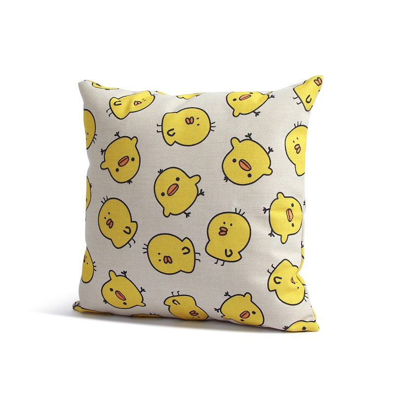 阿布很忙 可爱小黄鸡卡通棉麻长方形抱枕汽车腰枕沙发靠垫靠背