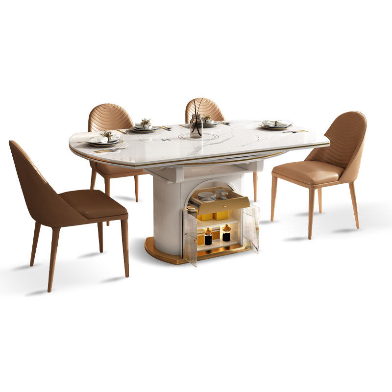 方圆两用带自动保温电磁炉转盘家用小户型伸缩极简餐桌,住宅家具,岩板餐桌,淘宝优惠券,粉丝福利购,淘宝优惠卷