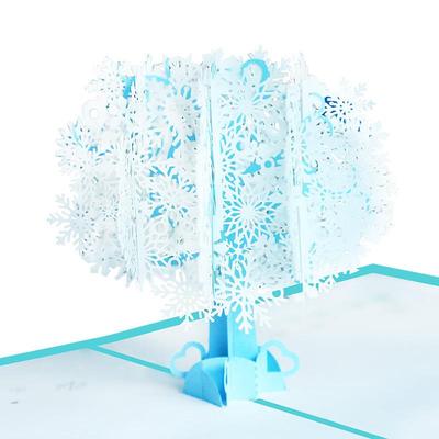 供应创意3D圣诞卡 洁白雪花立体圣诞贺卡 纸雕圣诞贺卡