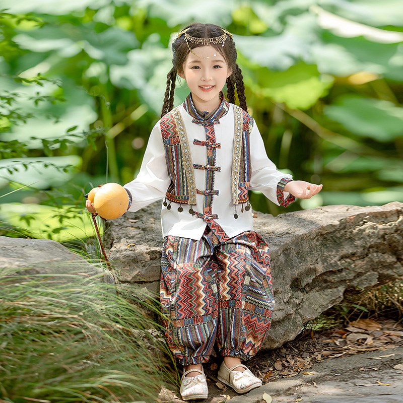 少数民族服装男童傣族服儿童异域风情连衣裙西双版纳西域公主女童