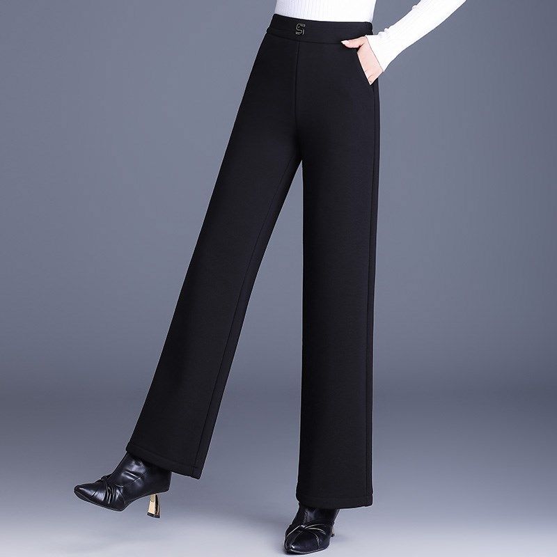 高腰阔腿裤女春秋2025年款显瘦垂感宽松大码胖mm休闲妈妈直筒裤子