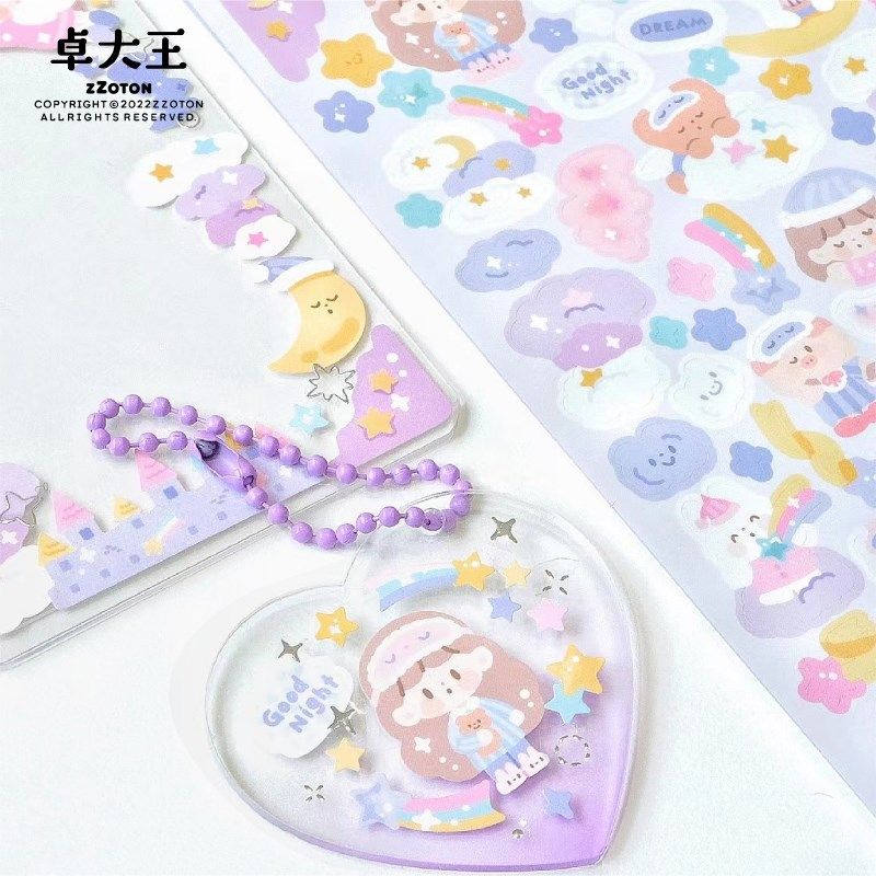 卓大王【阿卓装饰贴纸】甜酷闪膜咕卡可爱防水无边贴手帐日记咕咕