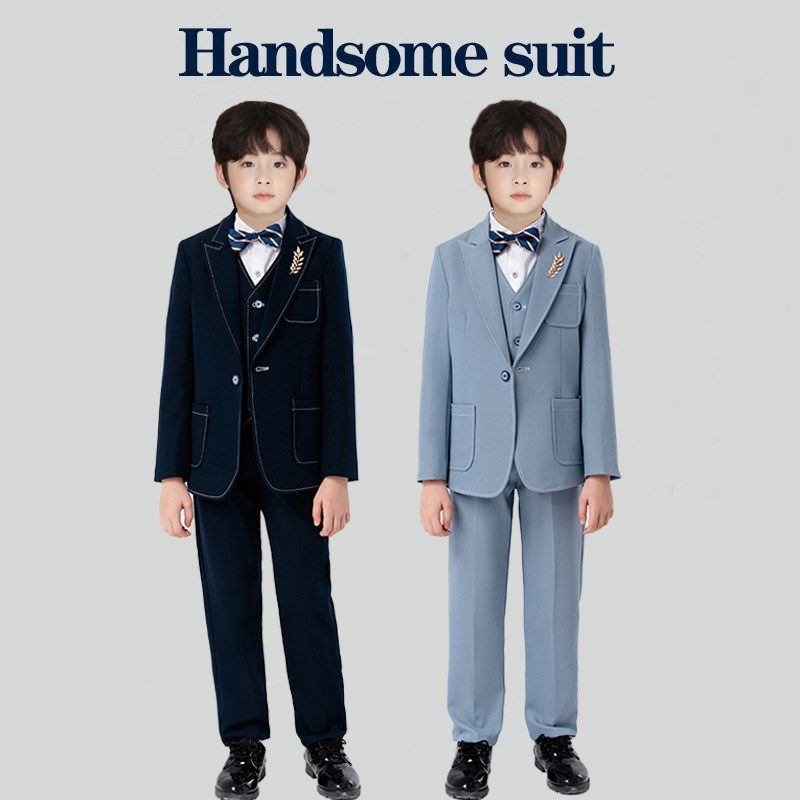 男童西装套装秋冬加厚花童主持人演出服英伦风钢琴礼服朗诵小西服