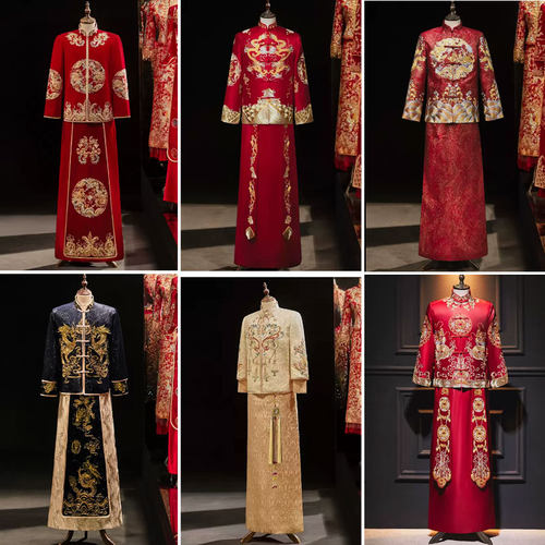 秀禾服男士新郎2023新款结婚中式礼服秀和服接亲服唐装大码龙凤褂