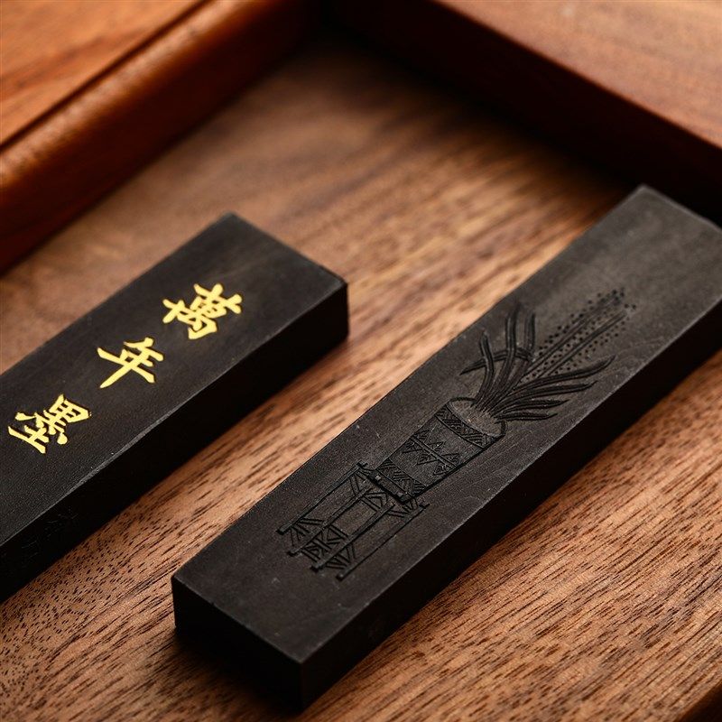 锦瑟文房万年墨细纯油烟墨锭徽墨古法纯手工墨条书法专用墨块