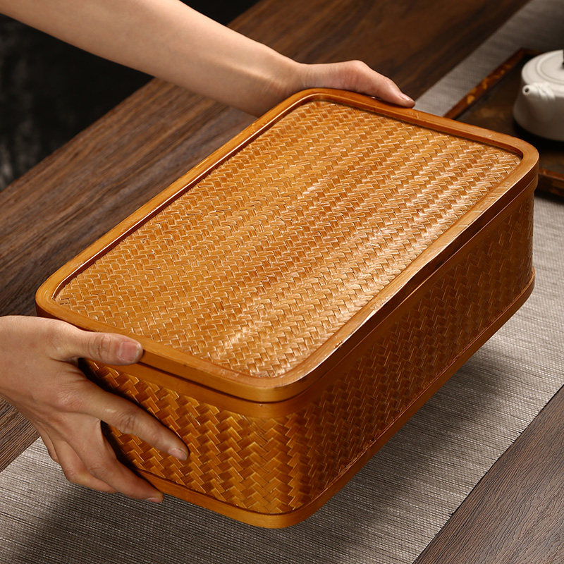 竹编复古盒盘茶盘杯托长方形茶具收纳盘茶室家用托盘日式干泡台,特色手工艺,竹编/竹雕,淘宝优惠券,粉丝福利购,淘宝优惠卷