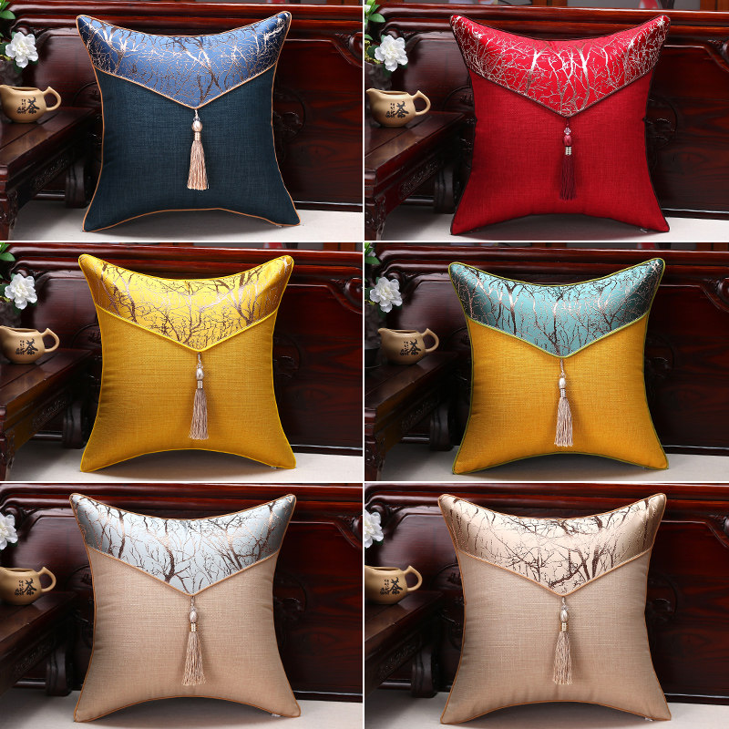 新中式靠垫沙发抱枕床头大靠背垫套客厅办公室靠枕腰枕不含芯定制