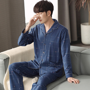 男士睡衣春秋款纯棉长袖2022年新款秋季加肥加大码男款家居服套装