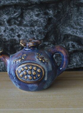 仿古瓷器 复古民国风格 花釉石榴壶水滴 砚滴 古董古玩摆件收藏品