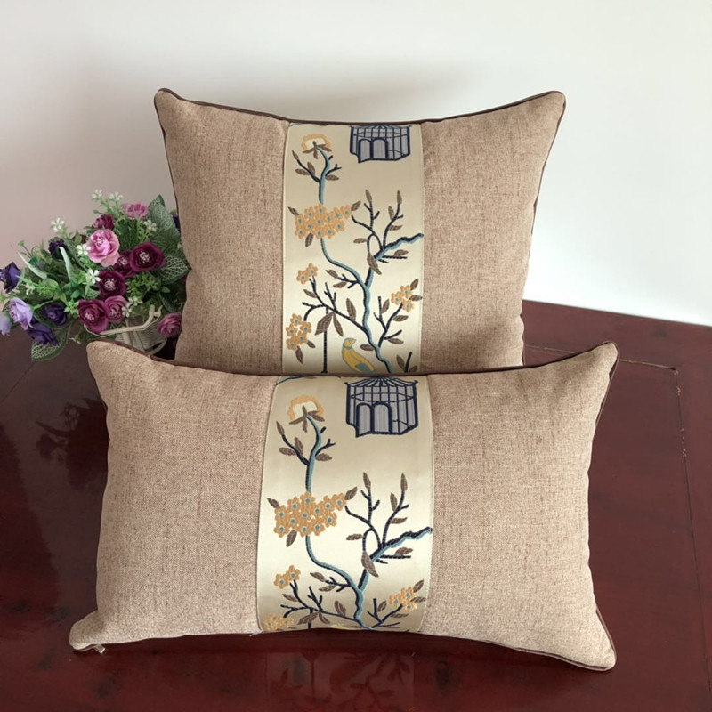 新中式实木沙发椅腰靠古典圈腰靠B枕中国风红木家具护腰靠床头腰