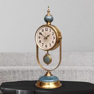 高档轻奢座钟桌面台钟客厅摇摆钟表欧式摆件创意大号静音台式时钟