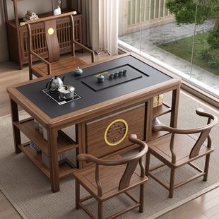 阳台茶桌实木小茶台茶盘桌一体家用小型休闲功夫新中式小户型实木