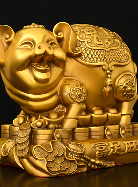 铜猪摆件招财福猪富足旺财猪存钱罐招财进宝铜猪摆件家居装饰礼品