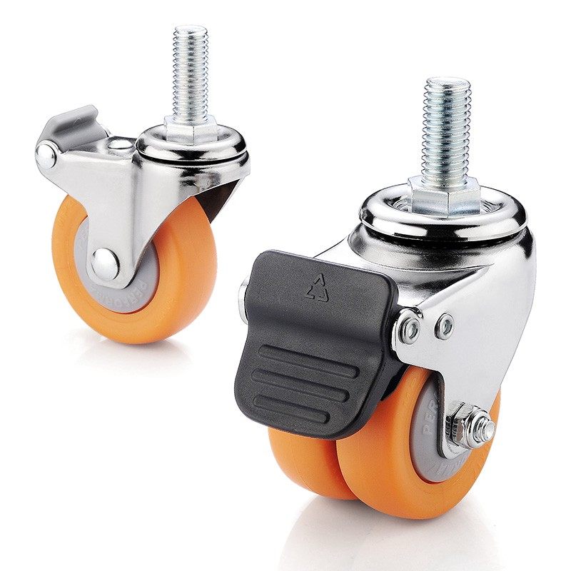 1寸尼龙脚轮小轱辘M6M8M10M12丝杆万向滑轮2寸带锁万向轮转向轮子