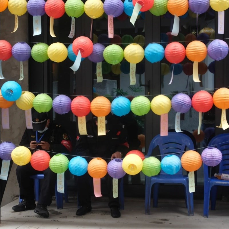 中秋节国庆元宵猜灯谜发光纸灯笼幼儿园商场活动网格架许愿纸灯笼