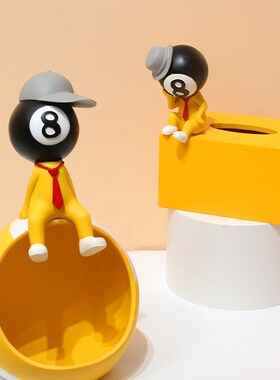 台球桌公仔装饰品桌球糖果盘俱乐部周边黑八摆件客厅开业生日礼物