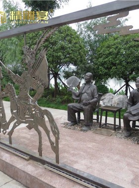 站花墙铜雕人物玻璃钢制作铜雕人物城市景观户外民俗商业街雕塑