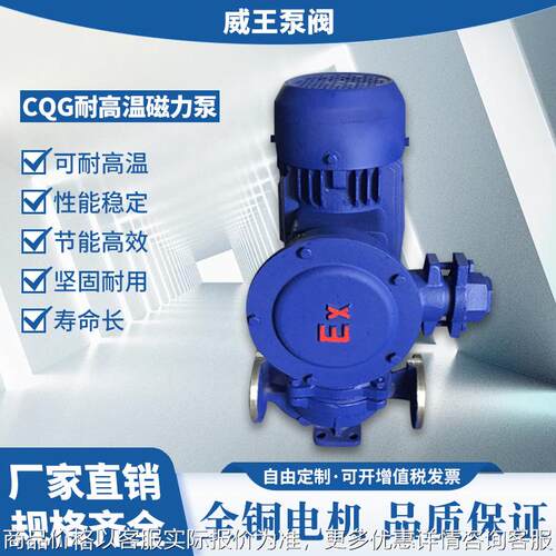 厂家直销CQG-L立式管道型不锈钢磁力泵CQG100-125L无泄漏化工泵