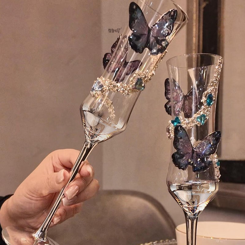 高级感碎钻结婚敬酒杯diy材料包高脚杯一对实用订婚结婚礼物装饰