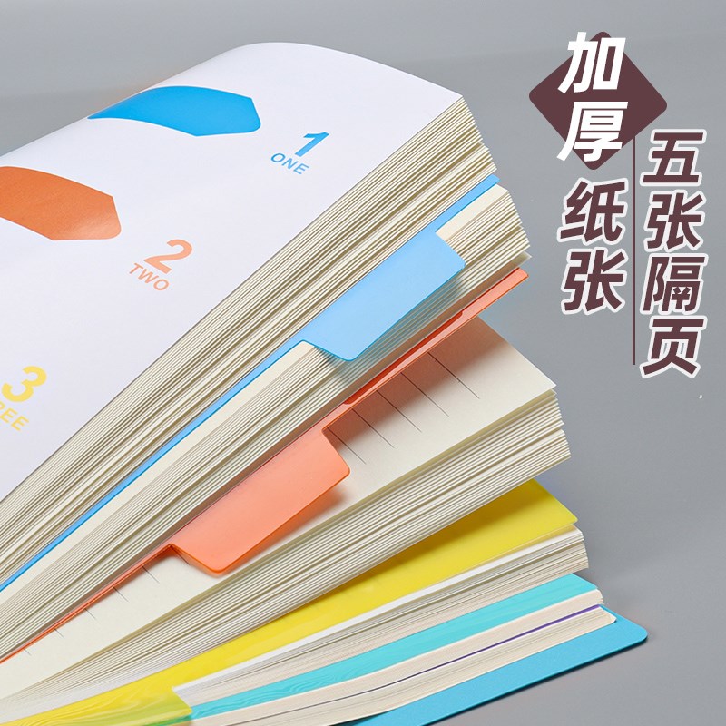 A5/B5加厚120张线圈本简约笔记本子侧翻带分类页记事本索引分类标