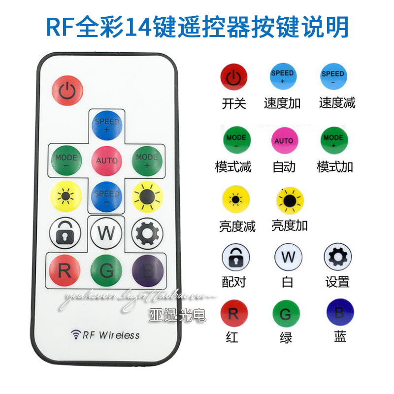 LED幻彩灯带控制器2811/2812全彩RF无线射频遥控器迷你17键5V12V