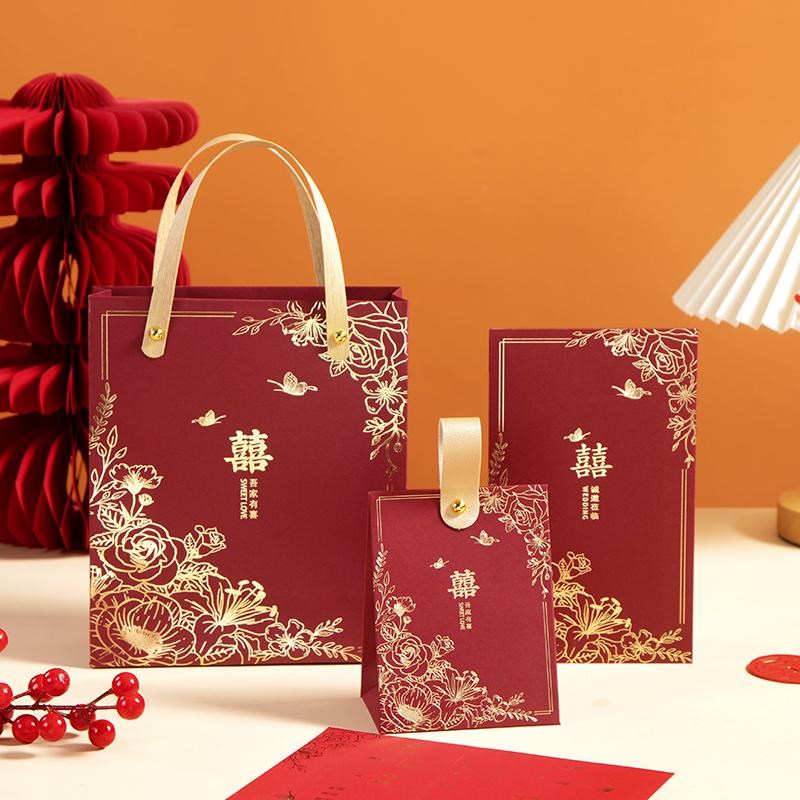 2025新款结婚喜糖盒请柬三件套婚礼专用喜糖盒定制请帖手提袋套装
