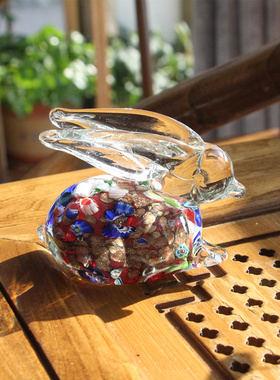 生肖兔子小摆件可爱动物生日礼物装饰北欧风格玻璃工艺品道具造景