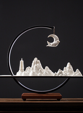 新中式禅意沙盘枯山水摆件家居客厅玄关电视柜乔迁礼品茶室装饰品