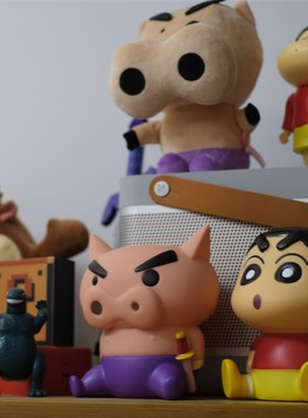 复古怀旧出口小新酱和肥嘟嘟摆件猪仔左卫门公仔存钱罐可爱装饰