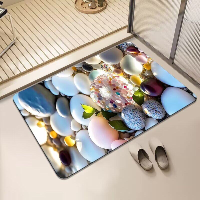 立体鹅卵石硅藻泥地垫家用浴室吸水垫入户进门垫防滑速干脚垫