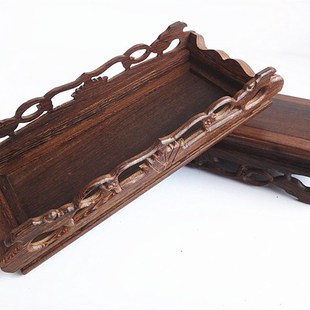 红木工艺品玉石底座鸡翅木底座长方形圆头台奇石玉石茶壶底座
