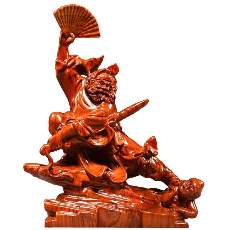 花梨实木雕刻天师钟馗摆件福神像红木家居客厅玄关装饰工艺品送礼