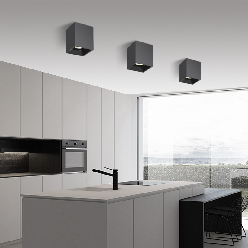 德里西斯led明装方形射灯免孔家用走廊cob吸顶斗胆灯防眩格栅灯