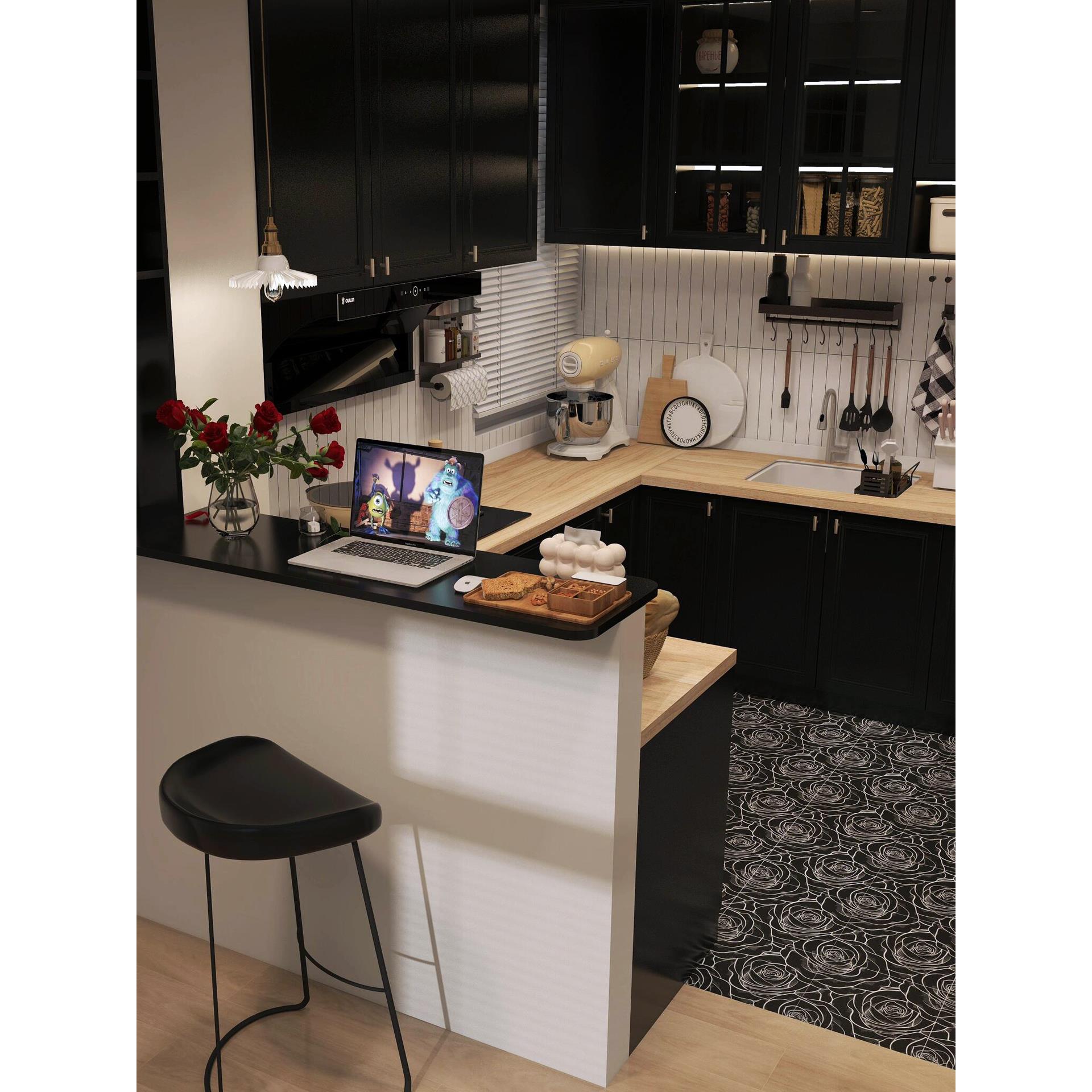 法式覆古厨房整体橱柜别墅高级感全屋定制家用岛台餐桌一体系统柜