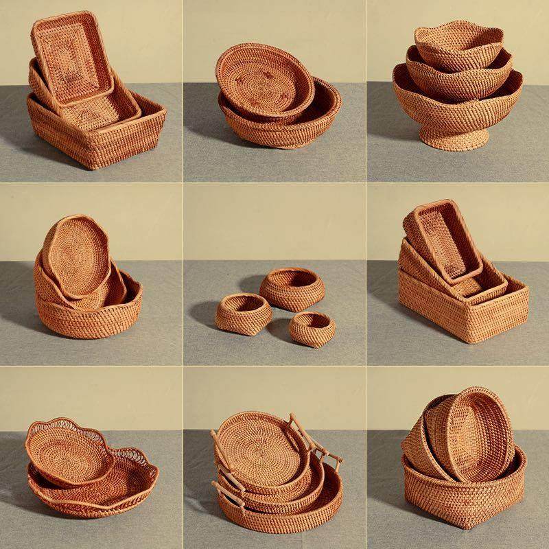 爆款越南藤编果盘收纳筐家用干果零食水果筐竹编篮子馒头筐纯手工,特色手工艺,竹编/竹雕,淘宝优惠券,粉丝福利购,淘宝优惠卷