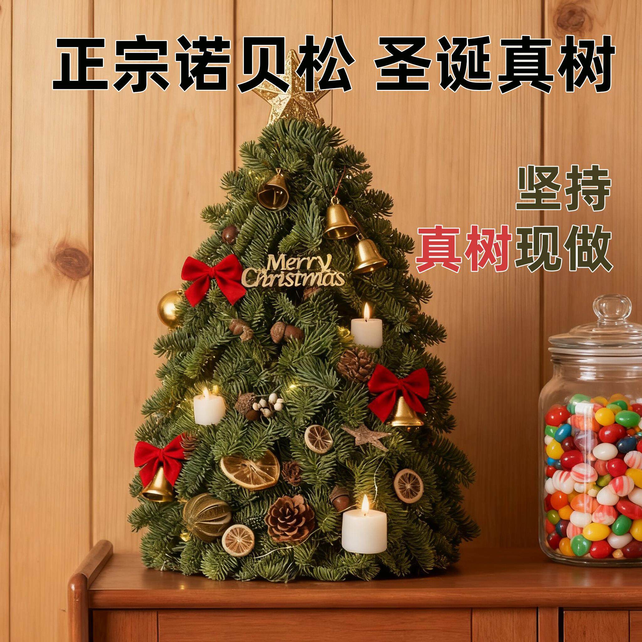 寻花阁圣诞树诺贝松真树2025新款客厅装饰品落地摆件小型桌面迷你