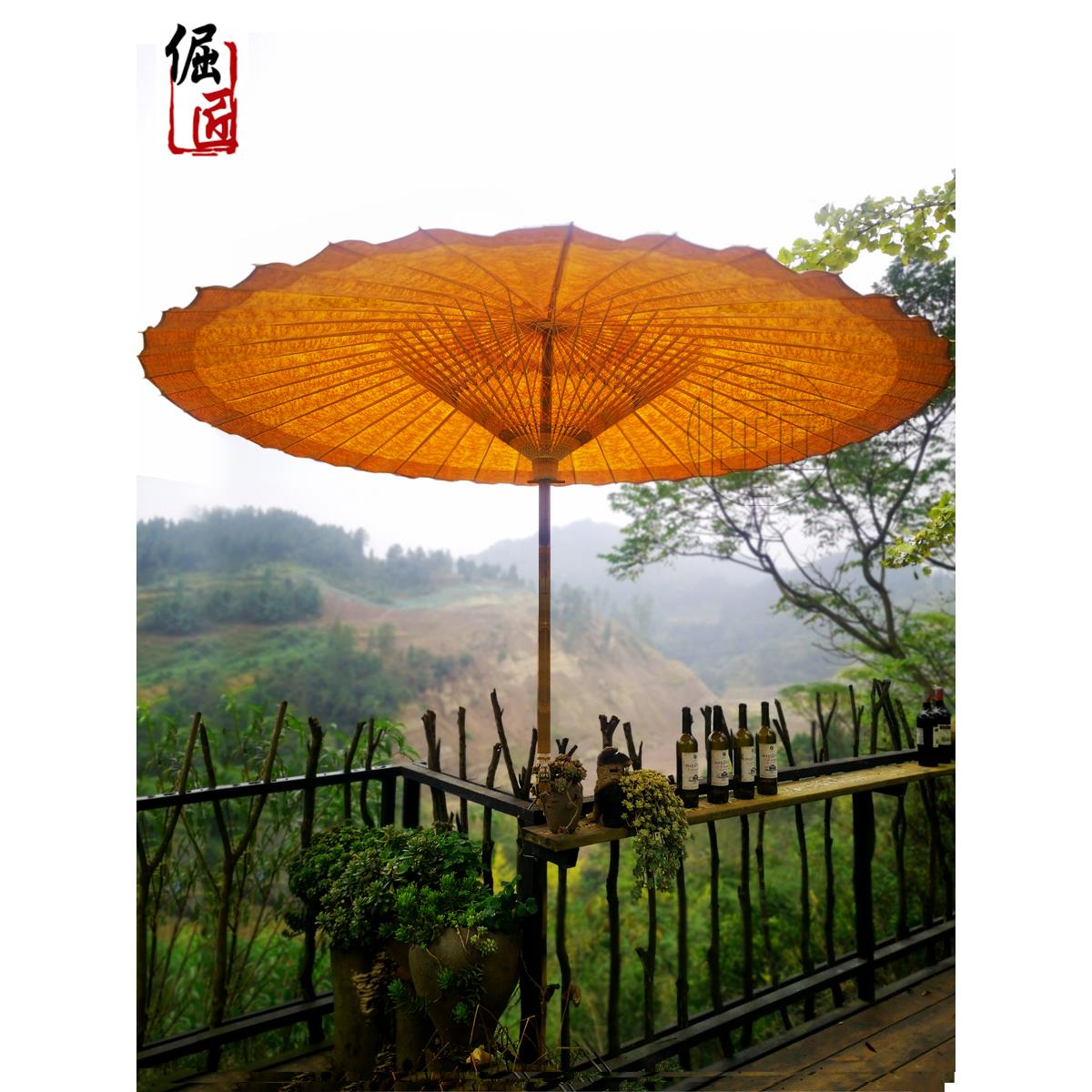 非遗手工桐油纸伞民宿庭院中式复古遮阳伞防雨实用围炉煮茶户外伞
