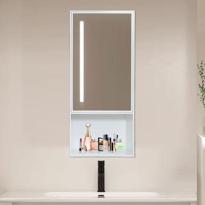 不锈钢嵌入式置物柜卫生间干区洗漱台带银镜面玻璃门浴室壁龛定制