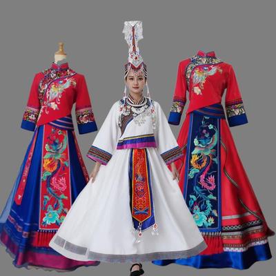 少数民族畲族服装女演出服凤凰刺绣凤冠头饰舞蹈表演服秋冬季长款